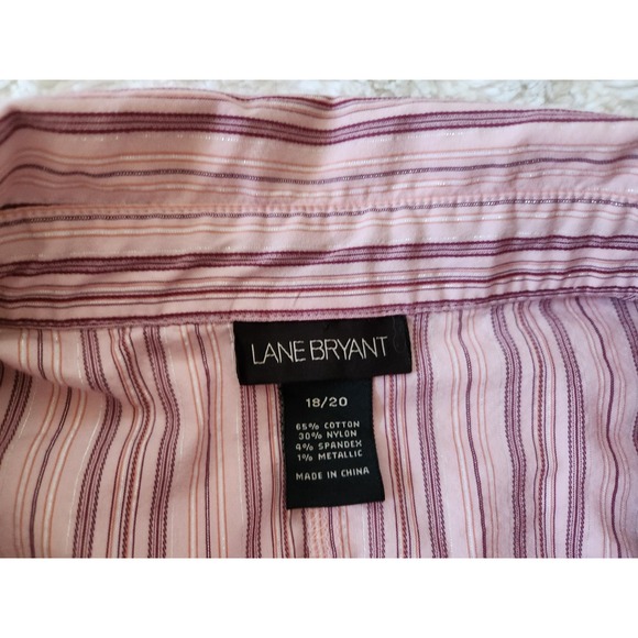 Lane Bryant 3/4 Sleeve Pink Striped Shirt Button Up Womens Plus 18/20 - Picture 5 of 7